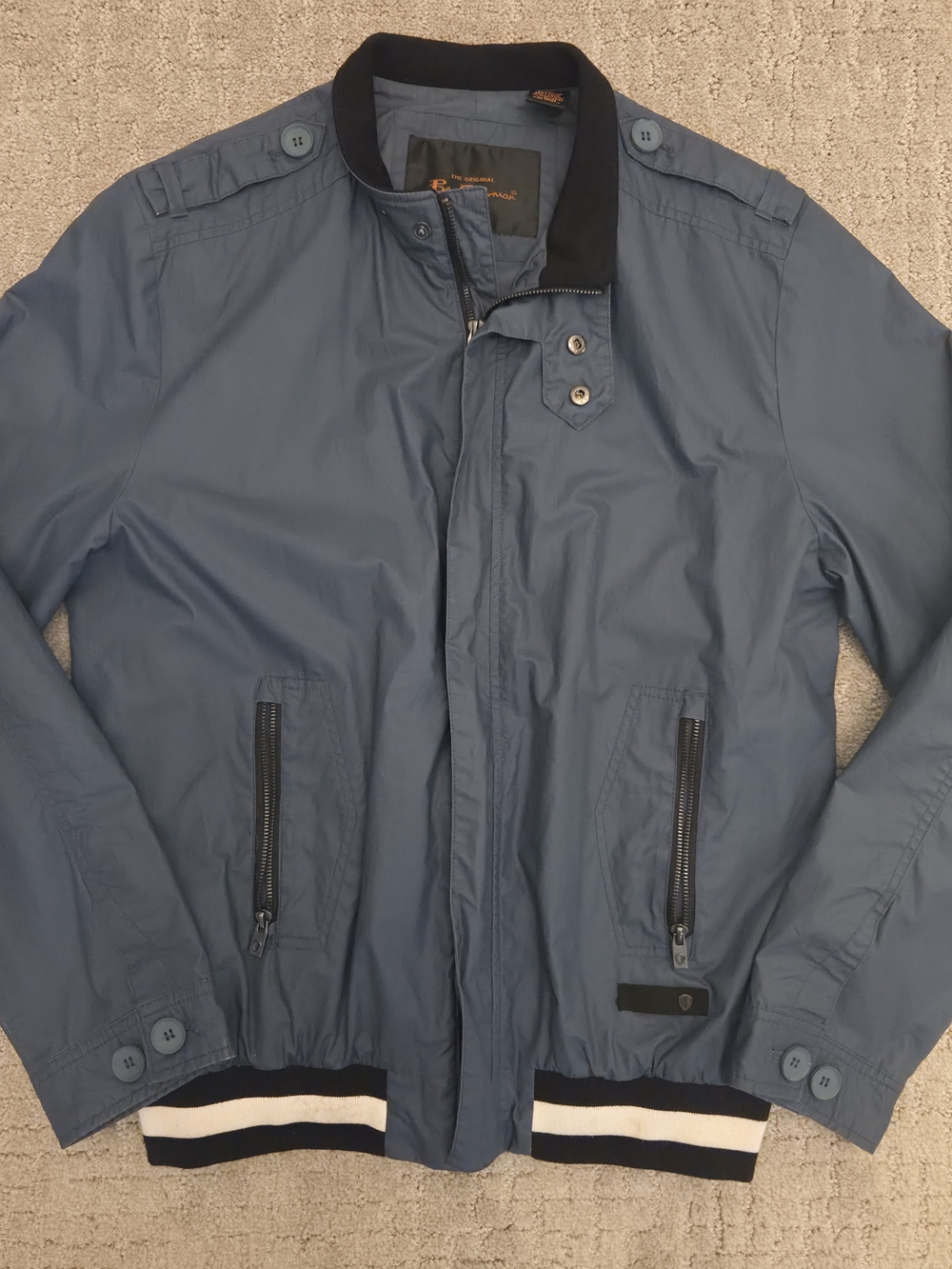 Ben Sherman Slate Blue Harrington Bomber Jacket Size Large